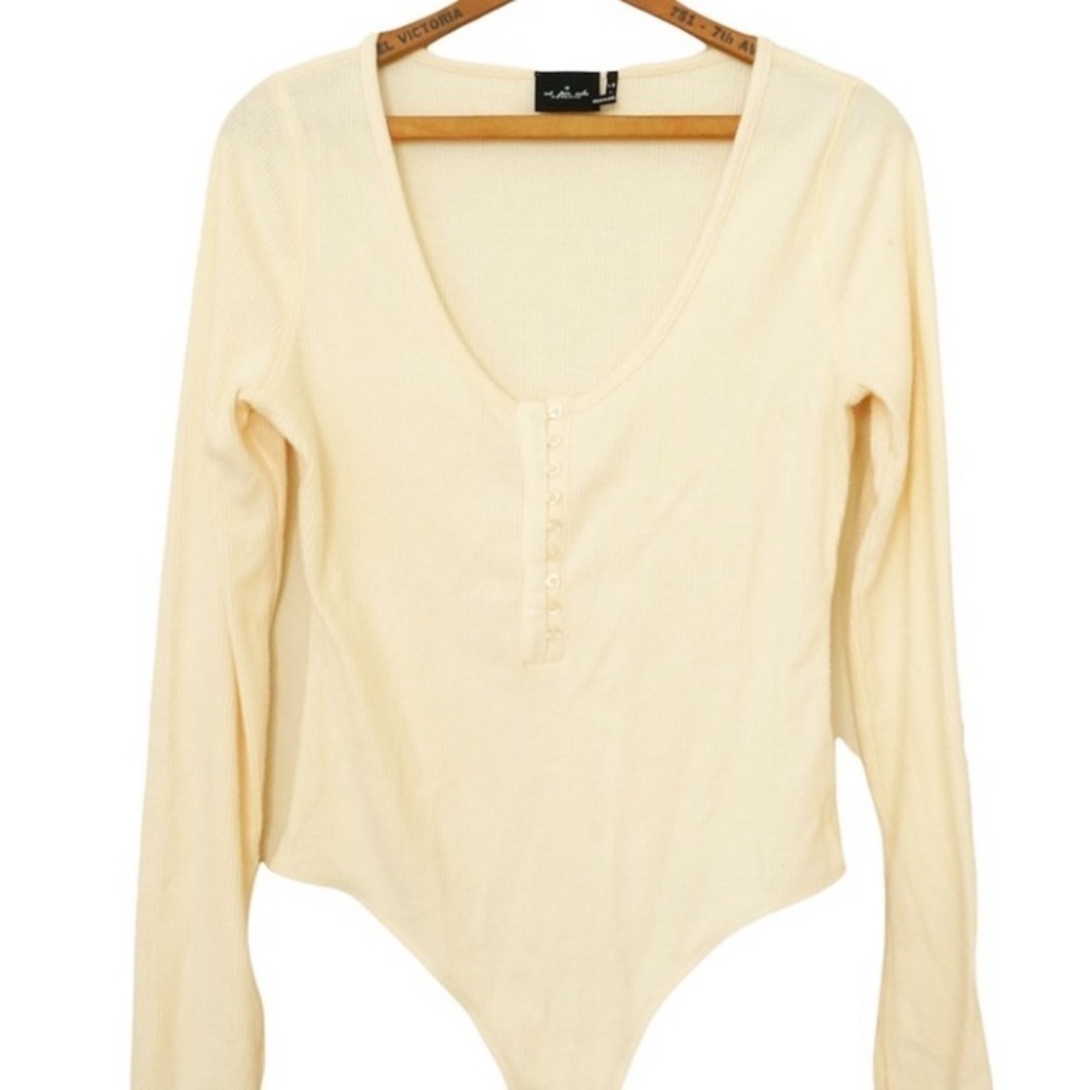 Out from under Urban Outfitters Cream long sleeved ribbed bodysuit